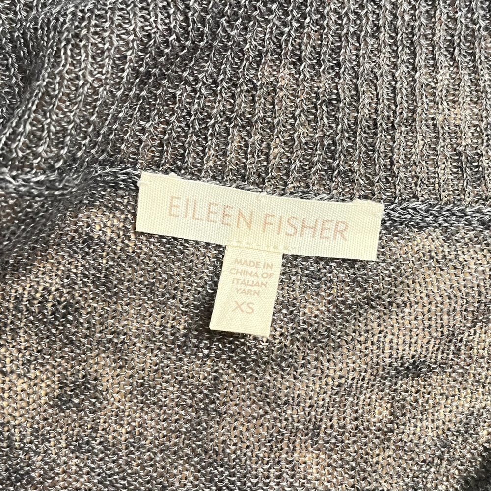 Eileen Fisher Gray Open Front Linen Cardigan - Picture 7 of 8